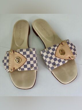 LOUIS VUITTON LV Frame Flat Mule in Azur SZ EUR 40 US 10